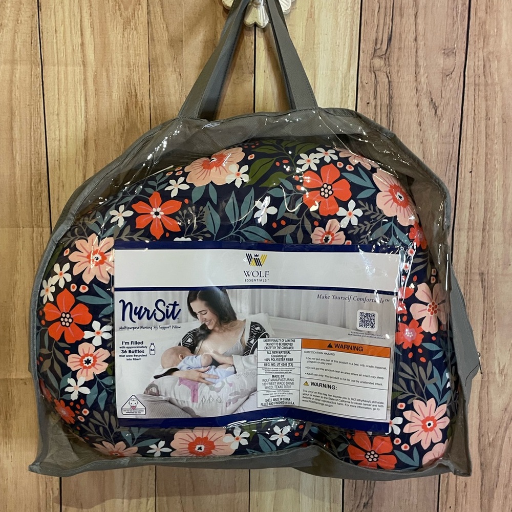 WOLF Floral Nursing Pillow - Navy, Pink, Orange